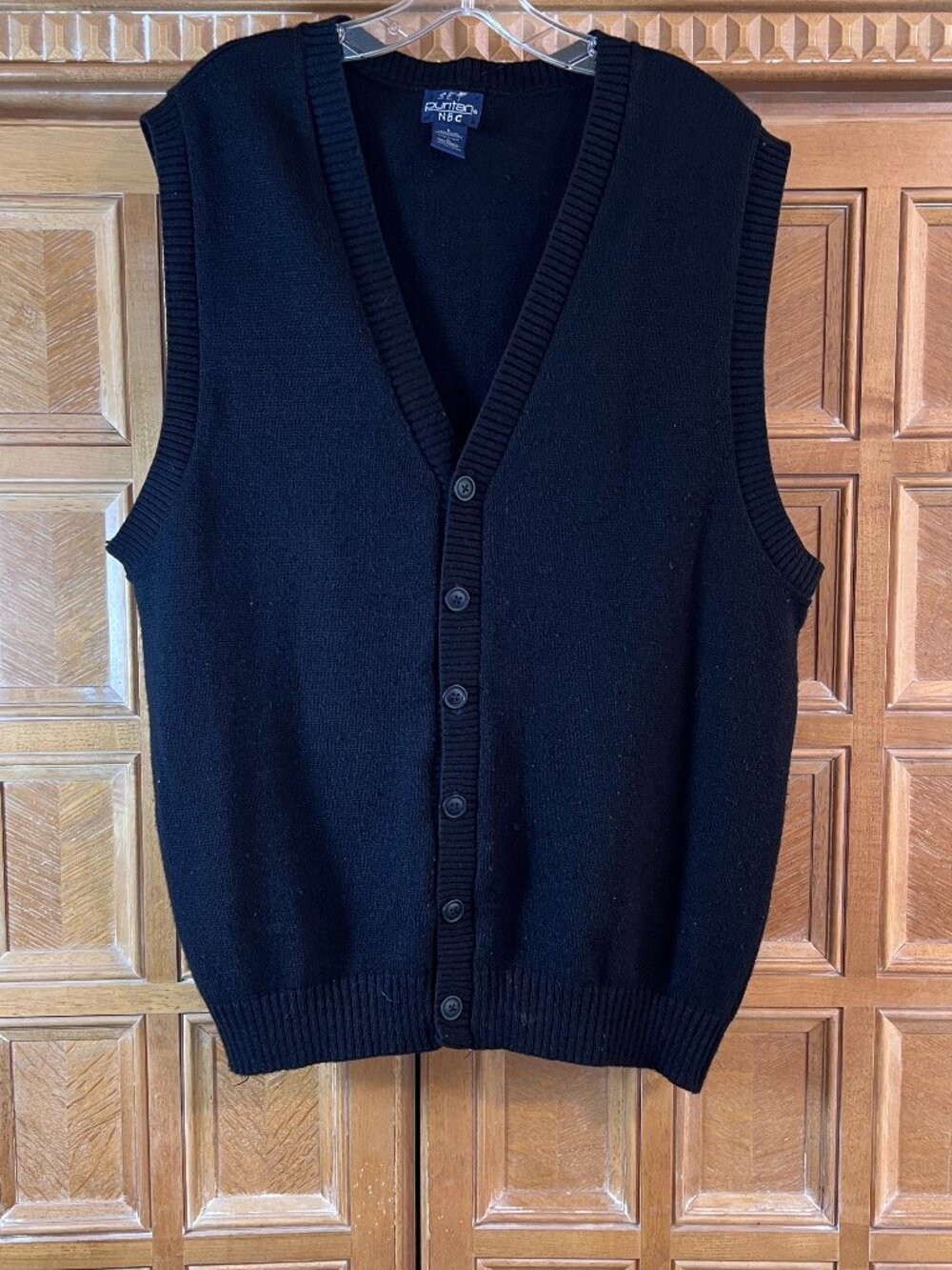 Puritan Men’s Large Navy Blue Button Down Uniform Sweater Vest RN 81897